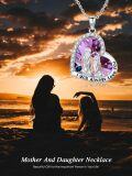 wholesale 925 Sterling Silver Purple Crystal Heart Pendant Mommy and Me Love You Forever Necklace Gifts for Women-0-5