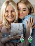 wholesale 925 Sterling Silver Heart Birthstone Celtic Knot Dangle Leverback Earrings-0-22