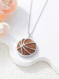 wholesale 925 Sterling Silver Goldstone Basketball Sports Pendant Necklace-0-5