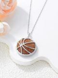 wholesale 925 Sterling Silver Basketball Goldstone Pendant Necklace Platinum Plated Chain-0-5