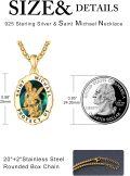 wholesale 925 Sterling Silver & 24k Gold Plated St Michael Protect Us Pendant Necklace with Green Stone for Men/Women-0-1
