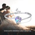 wholesale 925 Sterling Silver & Austrian Crystal Heart Charm Bangle - Hypoallergenic Jewelry for Women, Gift for Her-0-4