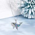 wholesale 925 Sterling Silver Blue Abalone Shell Whale Pendant Necklace for Women Girls  45cm Chain Length-0-4