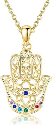 wholesale Gold 925 Sterling Silver Evil Eye Hamsa Hand Pendant Necklaces for Women Gifts-Plated Hamsa