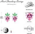 wholesale 925 Sterling Silver Pink Heart-Shaped Crystal Crown Stud Earrings for Women Gift Ideas-0-3