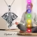 TOUPOP 925 Sterling Silver Chakra Stone Elephant Necklace Pendant-0-5