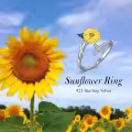 TOUPOP Sterling Silver Cross Sunflower Open Adjustable Ring Christian Gift-0-5