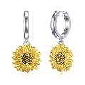 wholesale 925 Sterling Silver Sunflower Daisy Drop Earrings for Women Girls Gifts -0-0