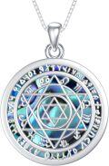 wholesale 925 Sterling Silver Celtic Symbols Pendant Necklace with Blue Shell Inlay and Hexagram Design-0-0
