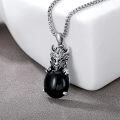 wholesale 925 Sterling Silver Genuine Black Onyx Dragon Pendant Necklace  for Men-0-1