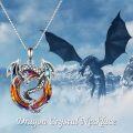wholesale 925 Sterling Silver Rainbow Crystal Dragon Pendant Necklace Jewelry-0-1