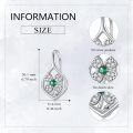 wholesale 925 Sterling Silver Emerald & Cubic Zirconia Four-Leaf Clover Drop Earrings for Women Irish Lucky Charm s-0-4