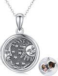 wholesale 925 Sterling Silver Oxidized Sun & Moon Stars Lockets w/Photo Pendants - Vintage Family s for Women/Girls-0-0