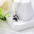wholesale 925 Sterling Silver Black and White CZ Dog Paw Print Pendant Necklace for Veterinary Gifts Vet School Graduation Jewelry for Her-0-3