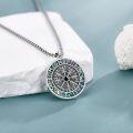 wholesale 925 Sterling Silver Vegvisir Compass Norse Pendant for Men's Necklaces with Black Stone and Abalone Shell Inlay Gifts-0-2