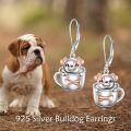 wholesale 925 Sterling Silver Dog in Mug Bone Charm Dangle Leverback Earrings for Women Girls -0-1