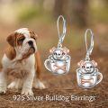 wholesale 925 Sterling Silver Dog in Mug Bone Charm Dangle Leverback Earrings for Women Girls -0-1