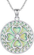wholesale 925 Sterling Silver Green Opal Heart-Shaped Clover Pendant Necklace-0-0