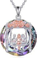 wholesale TOUPOP Sister Gifts From Sister Sisters Necklace 925 Sterling Silver Crystal Rose Flower Friendship Jewelry Birthday Christmas Gifts For Women -0-0