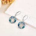 wholesale 925 Sterling Silver Tree of Life Dangle Earrings with Blue Crystal and Rose Gold Ribbon for Women Cat Gifts-0-3