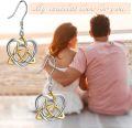 wholesale 925 Sterling Silver Celtic Knot Heart Dangle Earrings Gold and White Tone Irish Love Drop  for Women Girls 2 Pairs Set-0-5
