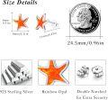 wholesale 925 Sterling Silver Orange Opal Starfish Stud Earrings - Ocean Beach  for Women & Girls-0-1