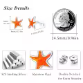 wholesale 925 Sterling Silver Orange Opal Starfish Stud Earrings Wholesale - Ocean Beach  for Women & Girls-0-1