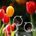 wholesale 925 Sterling Silver Red Tulip Flower Hypoallergenic Small Hoop Earrings for Women Girls-0-4
