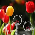 wholesale 925 Sterling Silver Red Tulip Flower Hypoallergenic Small Hoop Earrings Wholesale for Women Girls-0-4