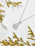 wholesale 925 Sterling Silver 925 Teardrop Shape Halo Design with Round Cut Simulated Cubic Zirconias Pendant Necklace for Women Girls -0-2