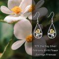 wholesale 925 Sterling Silver Gold Plated Flower Cluster Teardrop Dangle Earrings-0-4