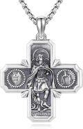 wholesale 925 Sterling Silver St Michael Cross Pendant Necklace for Men Women Catholic-0-0