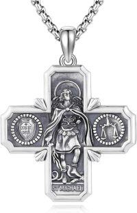 wholesale 925 Sterling Silver St Michael Cross Pendant Necklace for Men Women Catholic-11h-St Michael-Cross-11h-St Michael-Cross