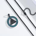 wholesale 925 Sterling Silver Round Blue Stone Egyptian Symbol Pendant Necklaces for Men Women s-0-4