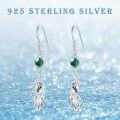 wholesale 925 Sterling Silver Malachite Leaf Drop Earrings-0-6