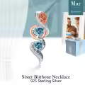 TOUPOP Sterling Silver Zircon Rose Flower Birthstone Necklace For Sisters-0-4