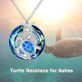 wholesale 925 Sterling Silver Blue Opal Sea Turtle Pendant Necklace with Starfish Charm and Chain  for Women-0-2