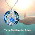 wholesale 925 Sterling Silver Sea Turtle Starfish Blue Opal Crystal Urn Memorial Pendant Necklace-0-2