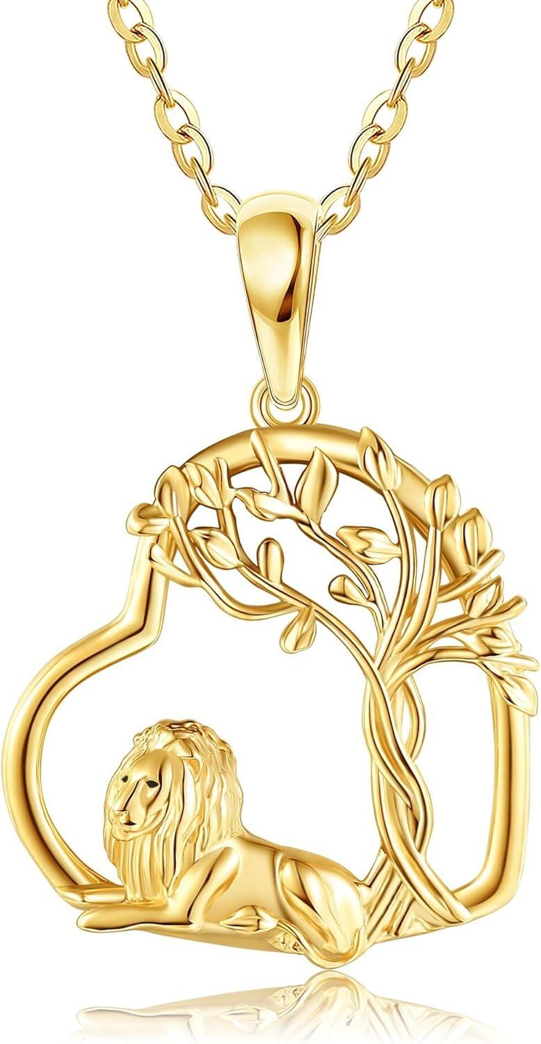 wholesale 14K Gold Lion Tree of Life Pendant Necklace 14K Gold Minimalist Fine s for Her Valentines Day Mother's Day Anniversary Birthday Present Ideas-0-0
