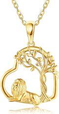 wholesale 14K Gold Lion Tree of Life Pendant Necklace 14K Gold Minimalist Fine s for Her Valentines Day Mother's Day Anniversary Birthday Present Ideas-0-0