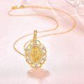 wholesale Gold Metal Virgin Mary Pendant Necklace with Custom Back - 925 Sterling Silver Chain and Cubic Zirconia Accents for Women's Religious Gifts-0-4