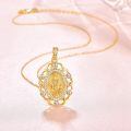 wholesale 925 Sterling Silver Plated Gold Metal Virgin Mary Pendant Necklace with Stones and Chain - Catholic Religious Jewelry for Women Gifts-0-4