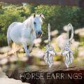 wholesale 925 Sterling Silver Hypoallergenic Dangle Horse Head Drop Earrings with Cubic Zirconia Stones for Women -0-5