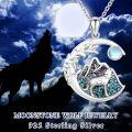 wholesale 925 Sterling Silver Turquoise & Moonstone Wolf Pendant Necklace-0-5