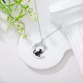 wholesale 925 Sterling Silver Cubic Zirconia Black Cat Crescent Moon Star Charm Necklace Pendant for Women-0-4