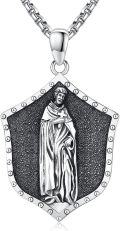 wholesale 925 Sterling Silver Saint Benedict Shield Necklace - Catholic Protection Jewelry for Men Women -0-0