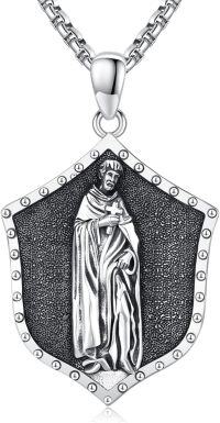 wholesale 925 Sterling Silver Saint Benedict Shield Necklace - Catholic Protection Jewelry for Men Women -Saint Peregrine