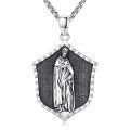 wholesale 925 Sterling Silver Saint Benedict Shield Pendant Necklace For Men Protection-0-0