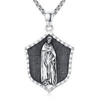 wholesale 925 Sterling Silver Saint Benedict Shield Pendant Necklace For Men Protection-Saint Peregrine
