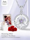 wholesale 925 Sterling Silver Birthstone Compass Necklace for Women Gift Idea-0-3
